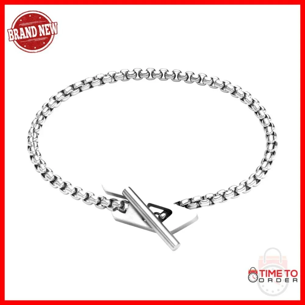 Stainless Steel Toggle Closure Bracelet, Stackable Chain, One Size
